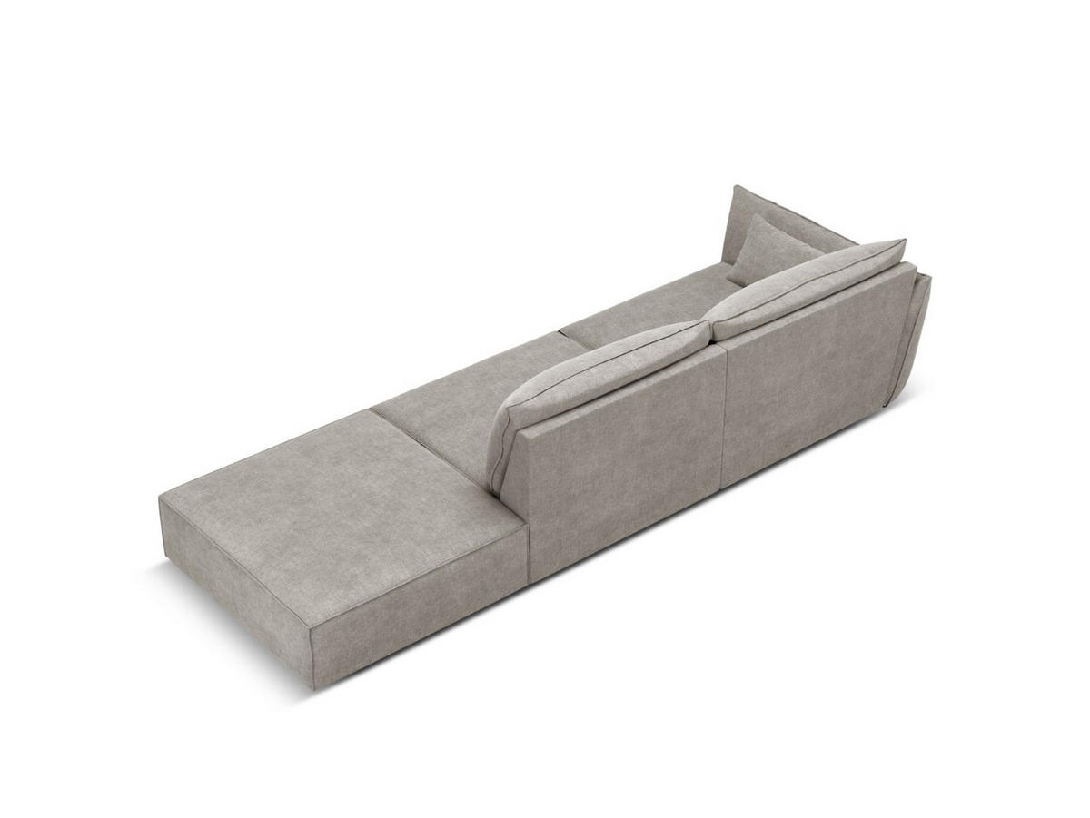 RECHTES-SOFA Kaelle aus Chenille-Stoff hellgrau 4 Sitzplätze - Hellgrau, Textil (110/85/264cm) - Micadoni