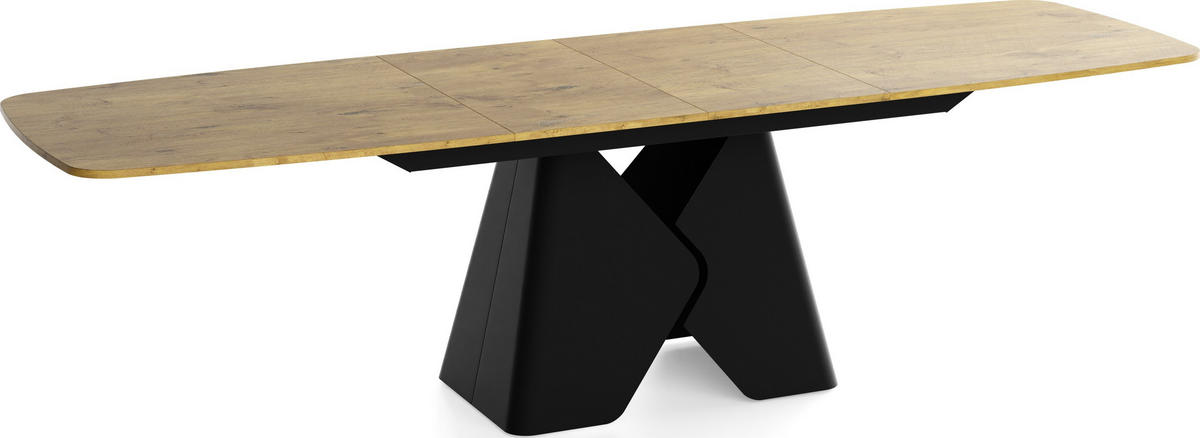 ESSTISCH Vanta rechteckig ausziehbar verlängerbar mit Schwarzem Metallgestell, Eiche Hell Braun 180-270/90/76 cm - Eichefarben/Schwarz, Holzwerkstoff/Metall (90/270/76cm) - WFL GROUP