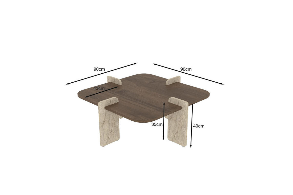 COUCHTISCH poalla Braun - Braun, Holz (90/90/35cm) - Habitat Garten