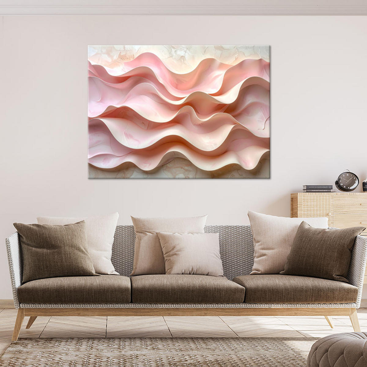WANDBILD, Rosa gewellte Lagen - Rosa, Textil (120/80cm) - Feeby