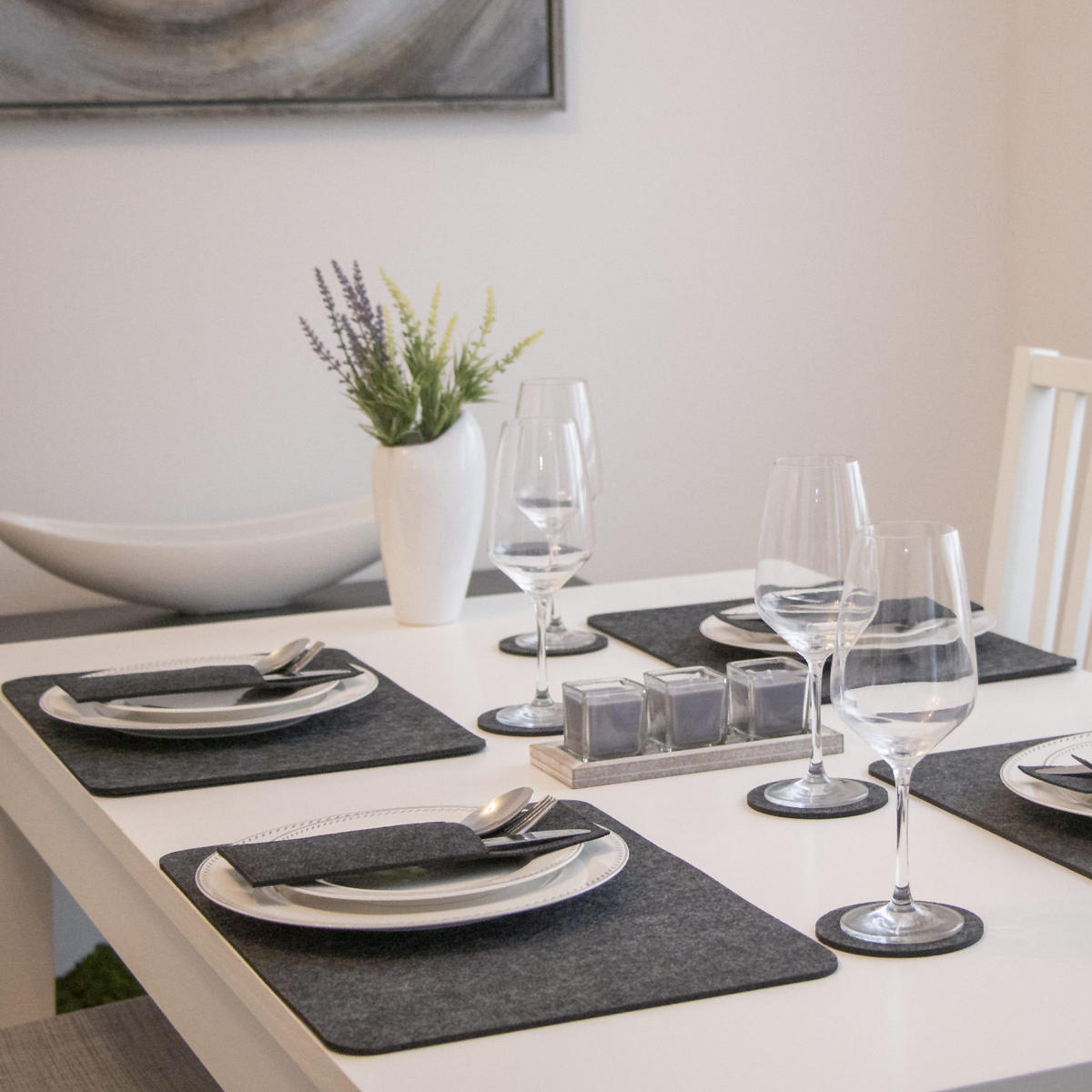 TISCHSET aus Filz, 12er Set 43/30 cm Grau - Grau, Kunststoff (43/30/1cm) - Dunedesign