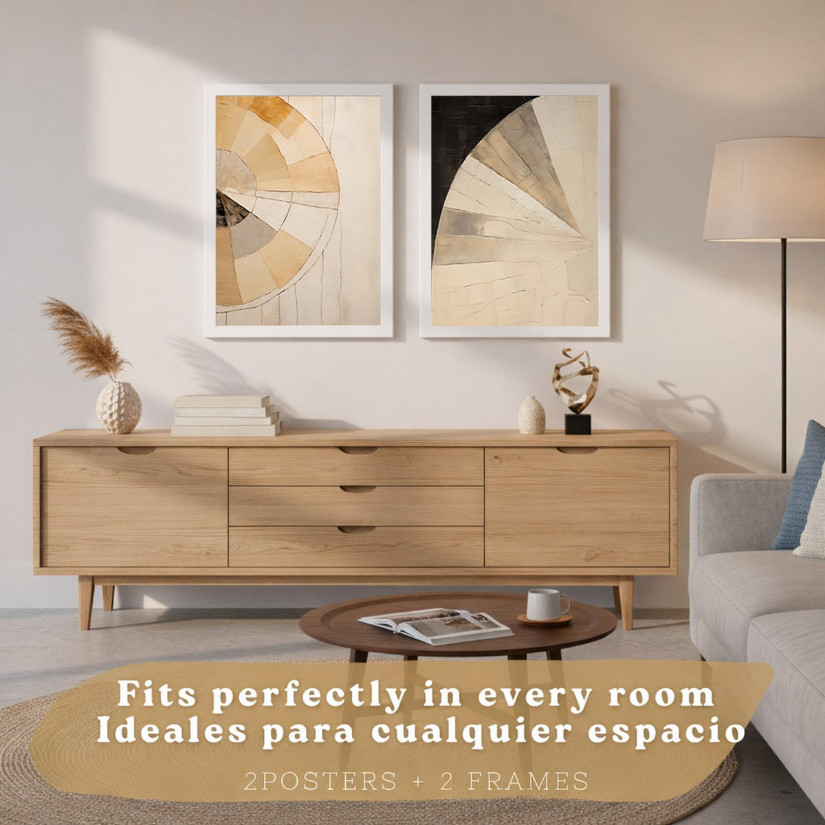 PLAKAT Sada 2 Black Abstract A3 Bílý rám - bílá, papír (29.7/1/42cm) - Nacnic