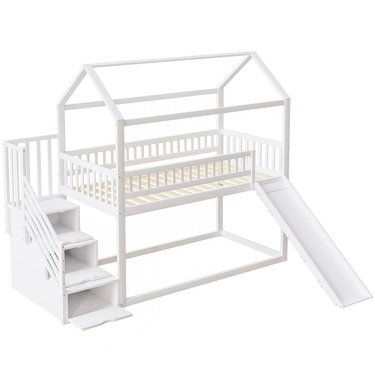 HOCHBETT Massivholz 90/200 cm Weiß - Weiß, Holz - Raumix