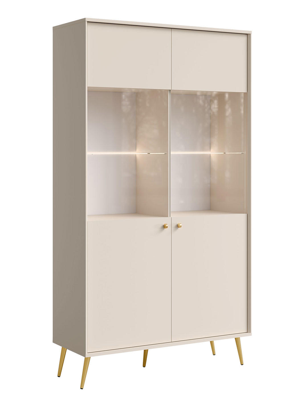 Feldmann-Wohnen Vitrine Braun, Gold 106x191x41 cm