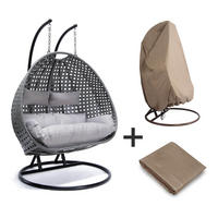 HÄNGESESSEL TWIN - Grau, Mit Regenabdeckung - Grau, Kunststoff (145/126/74cm) - Home Deluxe