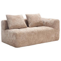 POHOVKA 158/90/60 cm khaki z chenille s kapsami a polštářem - písková barva, textil (60/158/90cm) - OKWISH
