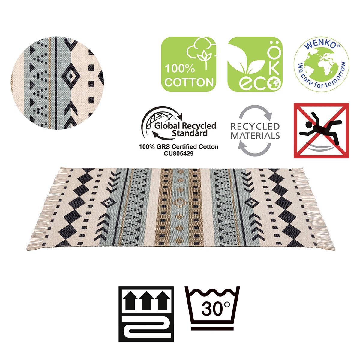 BADTEPPICH Kasi 50/80 cm - Multicolor, Naturmaterialien (50/80cm)