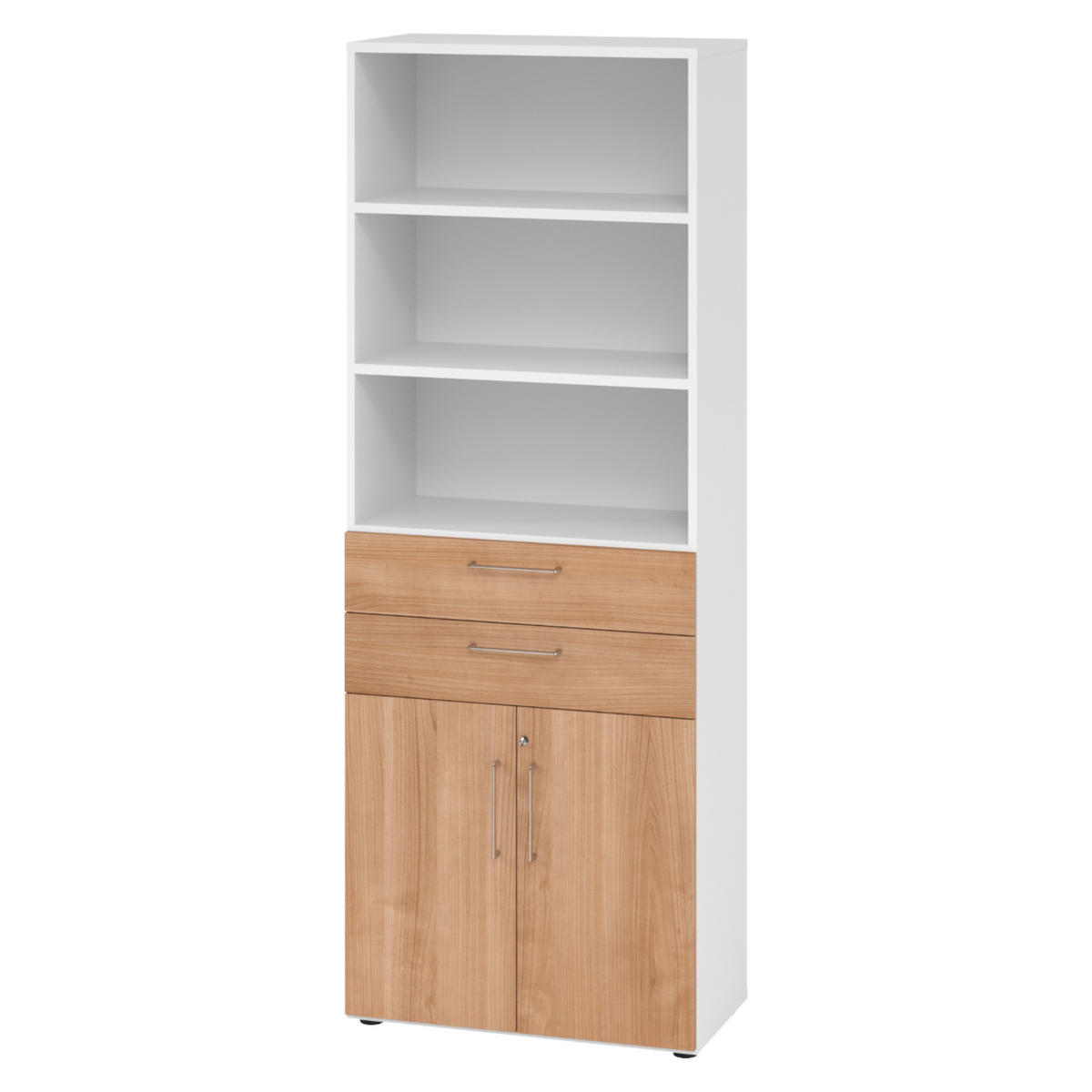 KOMBISCHRANK - mit Schubladen 42/80/215,6 cm in Weiß/Nussbaumfarben - Nussbaumfarben/Weiß, Holzwerkstoff (80/215.6/42cm) - bümö