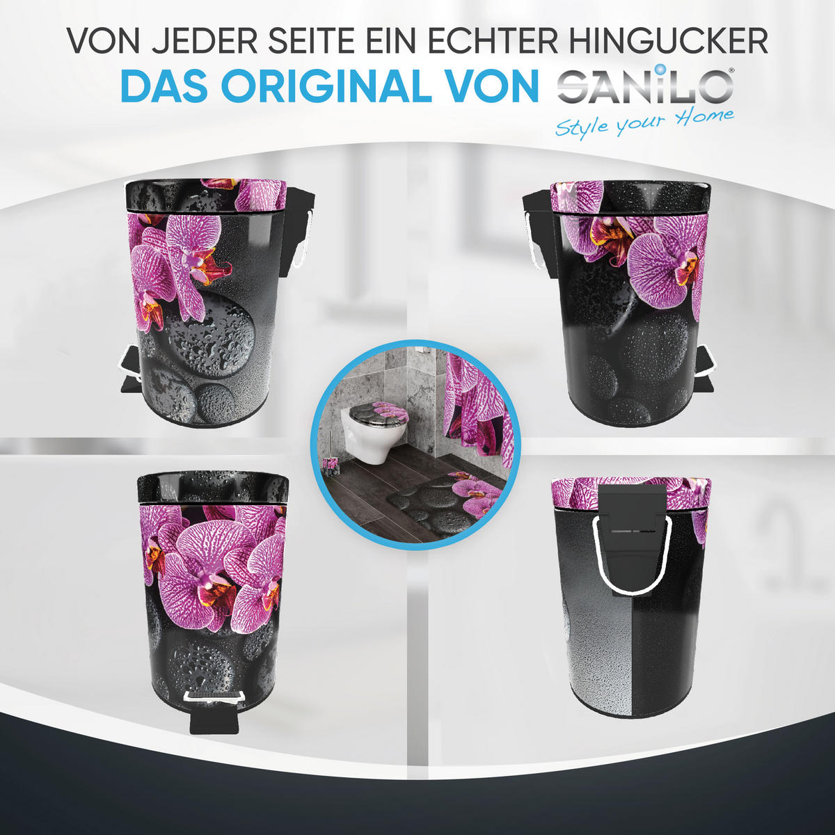 KOSMETIKEIMER Madeira - Violett/Schwarz, Kunststoff/Metall (17/25/25cm) - Sanilo