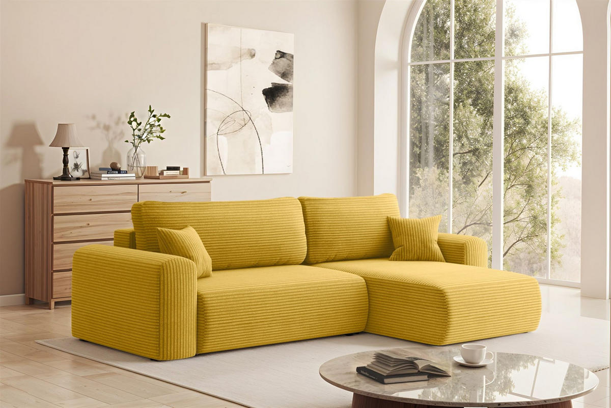 ECKSOFA Flora In Poso - Gelb, Holzwerkstoff/Textil (272/145cm) - Fun Möbel
