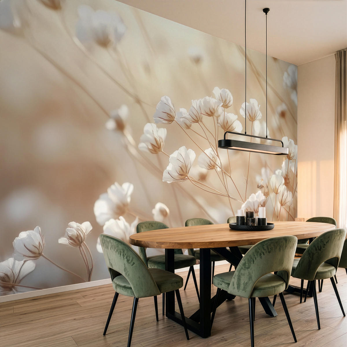 TAPETE - Wild - Blumen - Weiß - 450x300 cm - Creme, Papier (450/300cm) - OnlyWow