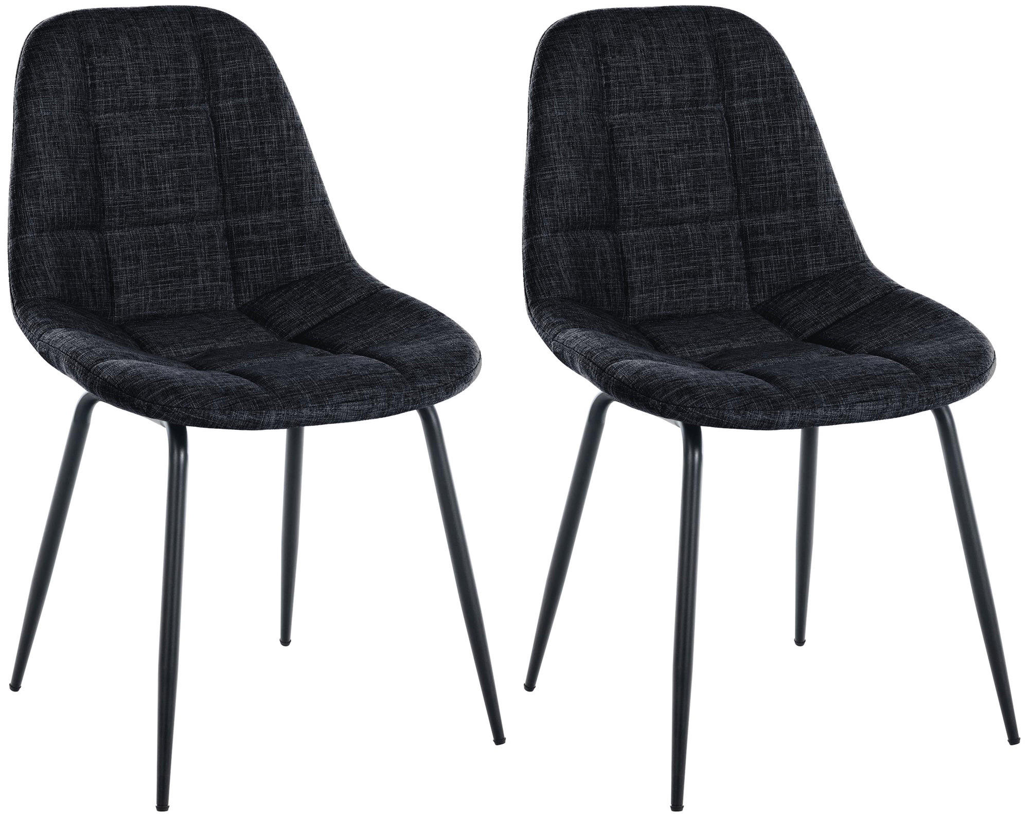 STUHL 2er Set Stoff schwarz - Schwarz, Textil/Metall (46/82/52cm) - CLP