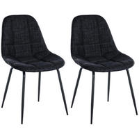 STUHL 2er Set Stoff schwarz - Schwarz, Textil/Metall (46/82/52cm) - CLP