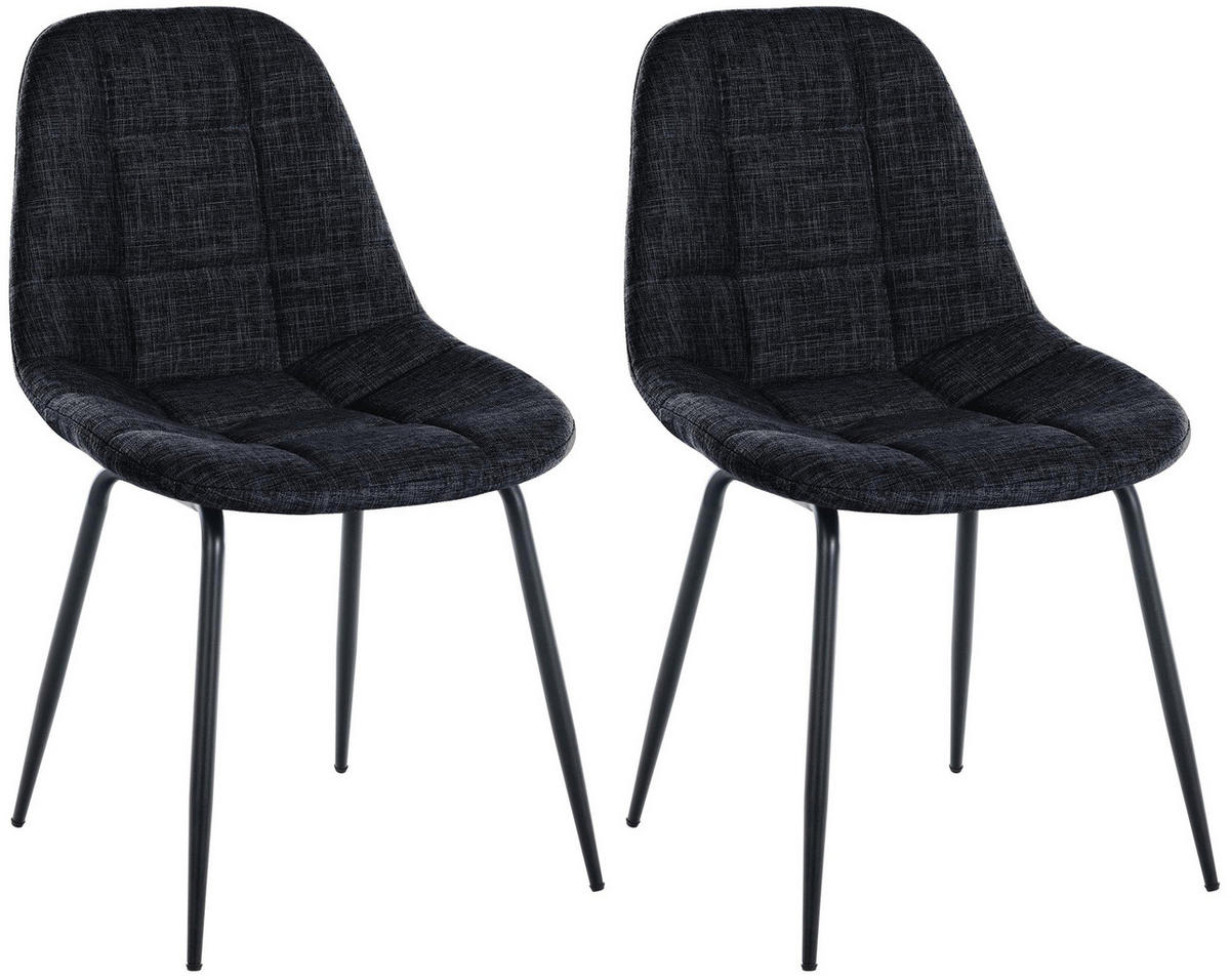 STUHL 2er Set Stoff schwarz - Schwarz, Textil/Metall (46/82/52cm) - CLP