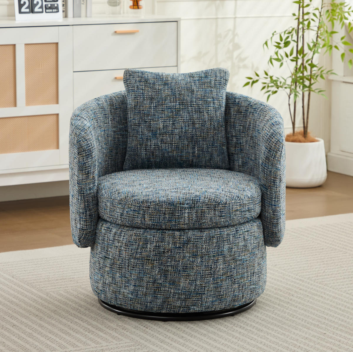 SESSEL Chenille mit verstecktem Stauraum 72/66.5/76 cm Blau - Blau, Textil (66.5/76/72cm) - Redom