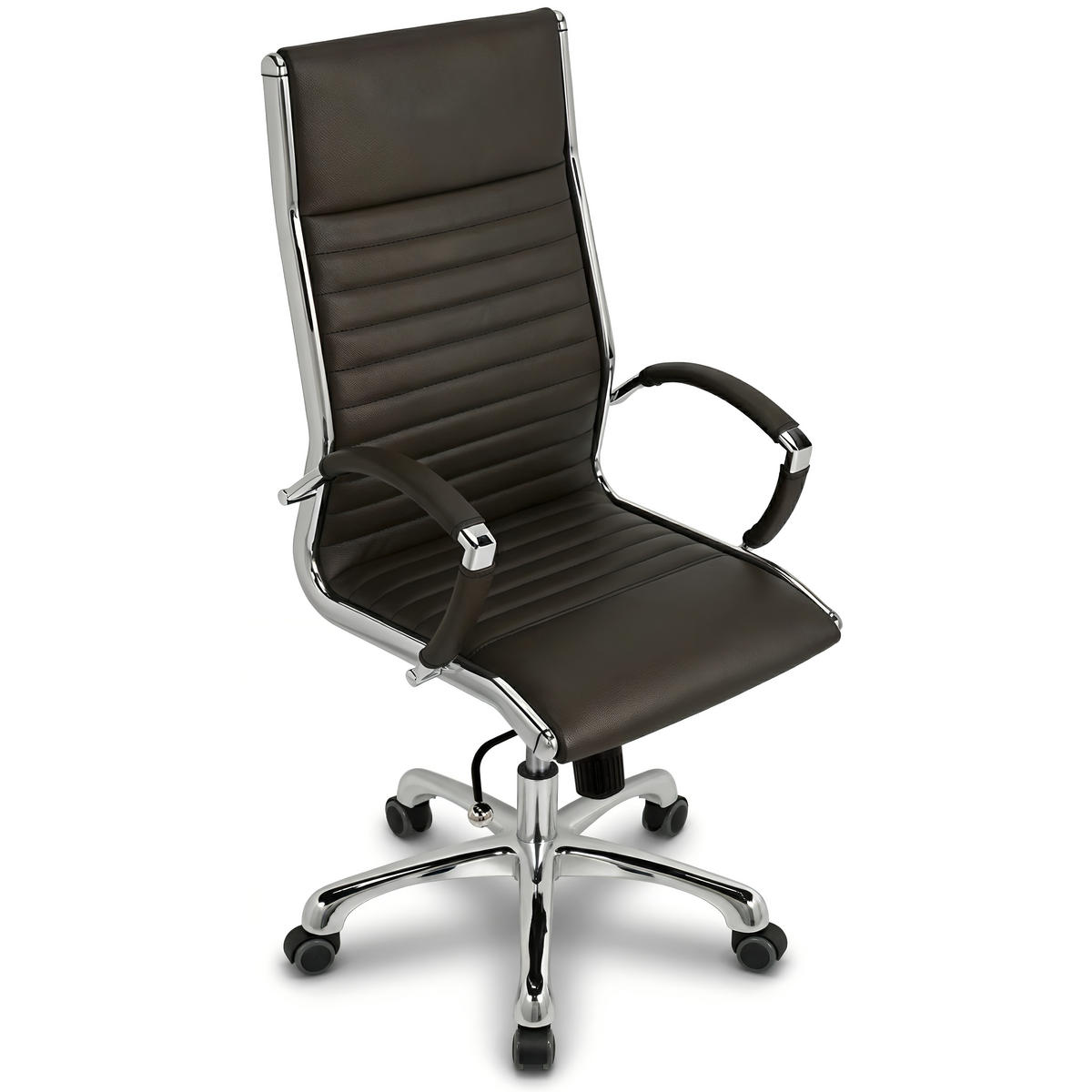 BÜROSTUHL Montreal Echtleder Braun – ergonomisch, 150 kg belastbar, Sitzhöhe 52-64cm - Braun, Leder/Metall (60/121/60cm) - Versee