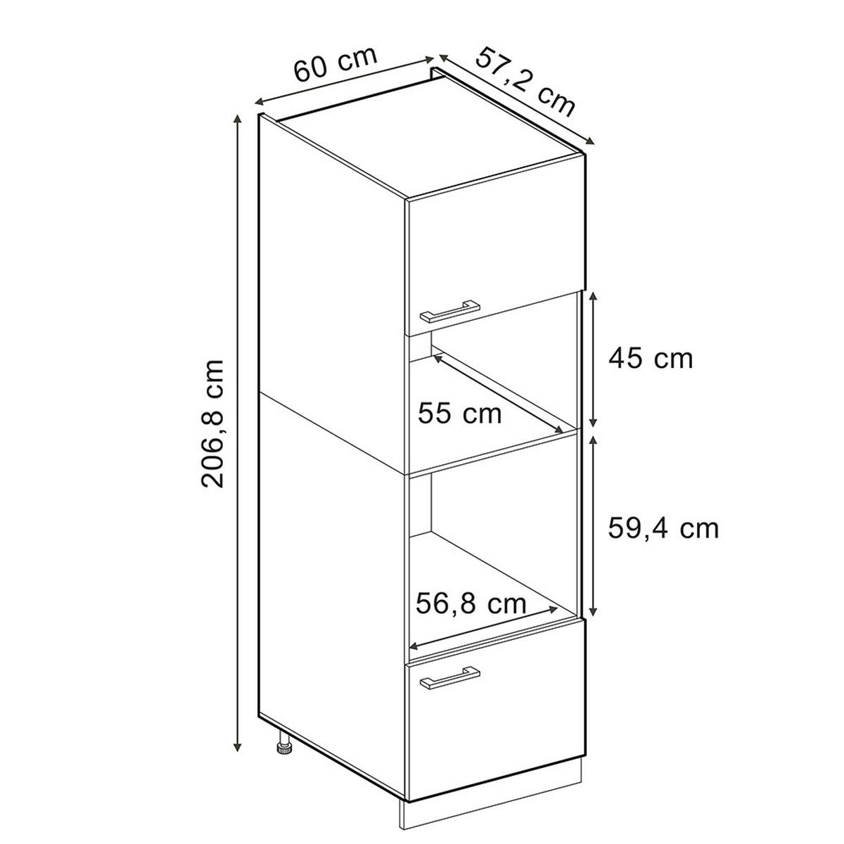 MIKROWELLENSCHRANK R-Line Schwarz Beton 60 cm - Anthrazit/Schwarz, Holzwerkstoff (60/206.8/57.2cm) - Vicco