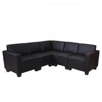 COUCH-GARNITUR 5 Schwarz - Schwarz, Textil (195/195cm) - MCW