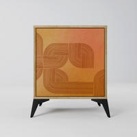 SIDEBOARD STRENGTHENING RELATION, Eichefarben, 57,5x42x70,5 cm, Schwarze Metall-Sternfüße - Eichefarben/Multicolor, Holzwerkstoff/Metall (57.5/70.5/42cm) - SpaceRebels