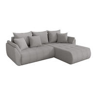 ROHOVÁ SEDAČKA s funkcí spaní, otoman vpravo TOKO-L 277x194x86 světle šedá bouclé - černá/stříbrná, kompozitní dřevo/textil (277/194cm) - ALTDECOR