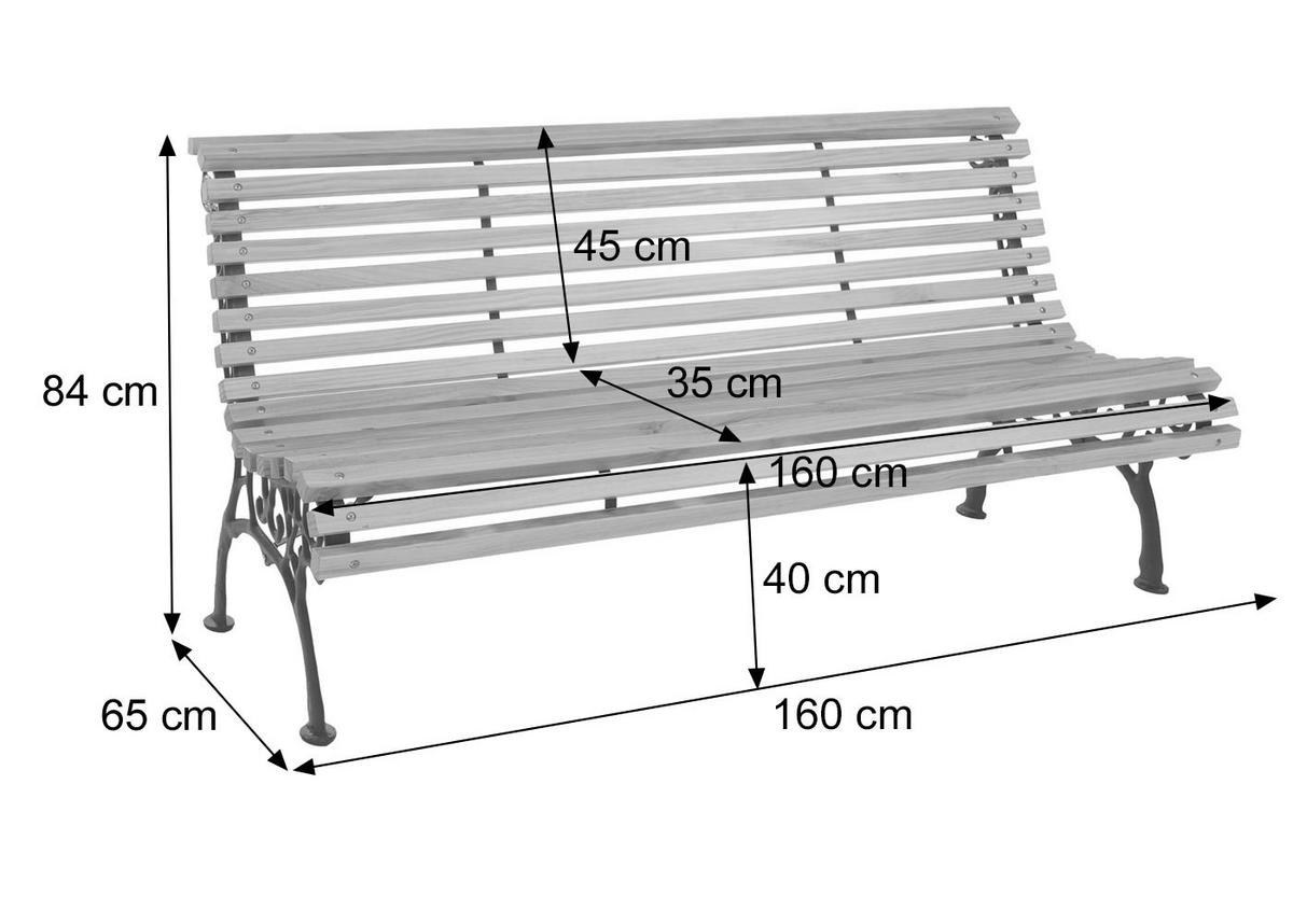 GARTENBANK Schwarz, Teak Dekor - Schwarz/Teakfarben, Holz (160/84/65cm) - MCW