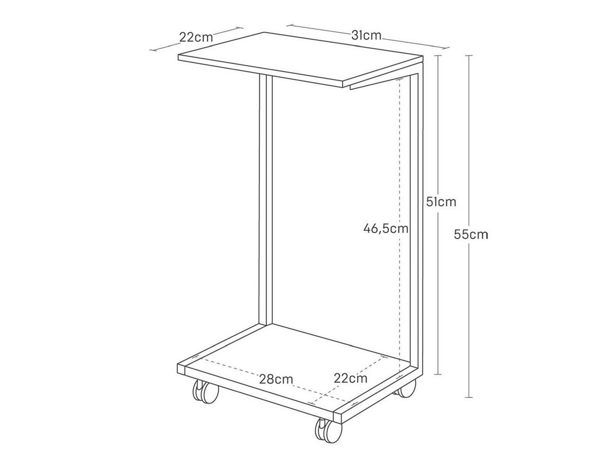 BEISTELLTISCH Tower weiß 31/55/22 cm - Weiß, Metall (22/31/55cm) - Yamazaki