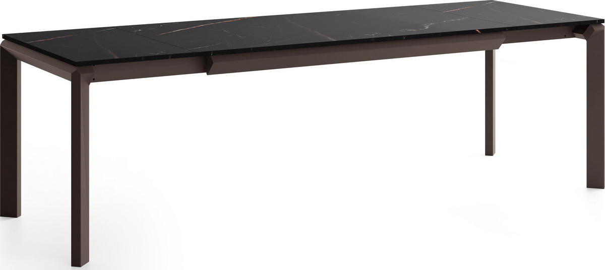 ESSTISCH Elan rechteckig ausziehbar verlängerbar mit Braunen Metallbeinen, Schwarz Marmor Kupfer 180-270/90/76 cm - Braun/Kupferfarben, Holzwerkstoff/Metall (90/270/76cm) - WFL GROUP