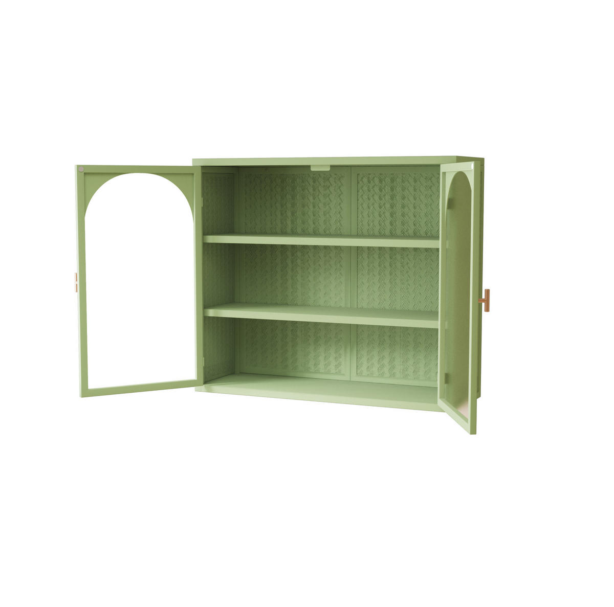 KÜCHENOBERSCHRANK 70 cm aus Metall und Glas mit Geflechtmuster Grün - Grün, Holzwerkstoff (70/60/23cm) - Modenvie