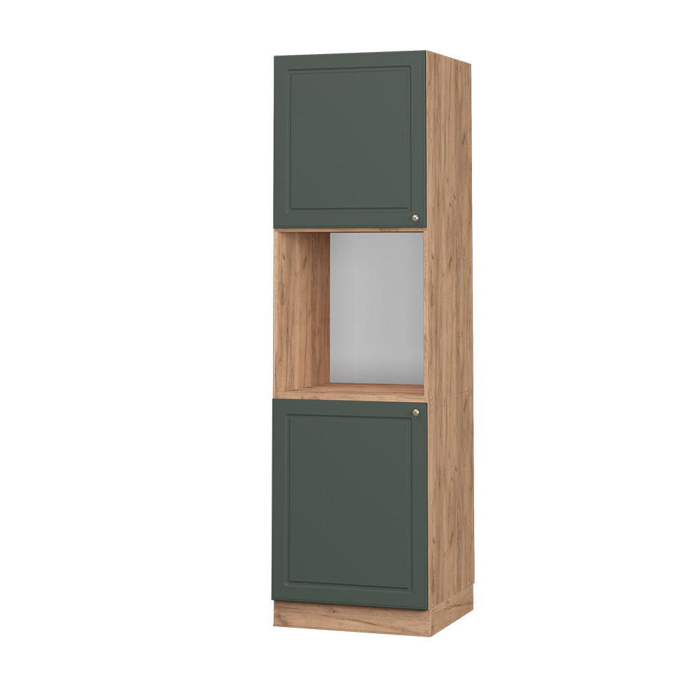 HERDUMBAUSCHRANK Fame-Line Grün-Gold Landhaus 60 cm offen - Eiche Wotan/Grün, Holzwerkstoff (60/206.8/58cm) - Vicco