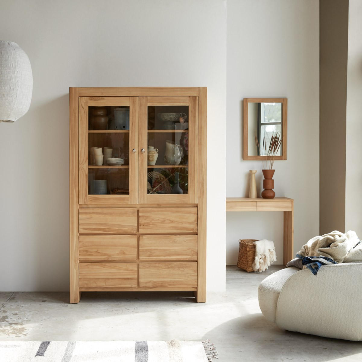 GESCHIRRSCHRANK Eden Natur aus Teak - Naturfarben, Holz (120/190/40cm) - Tikamoon