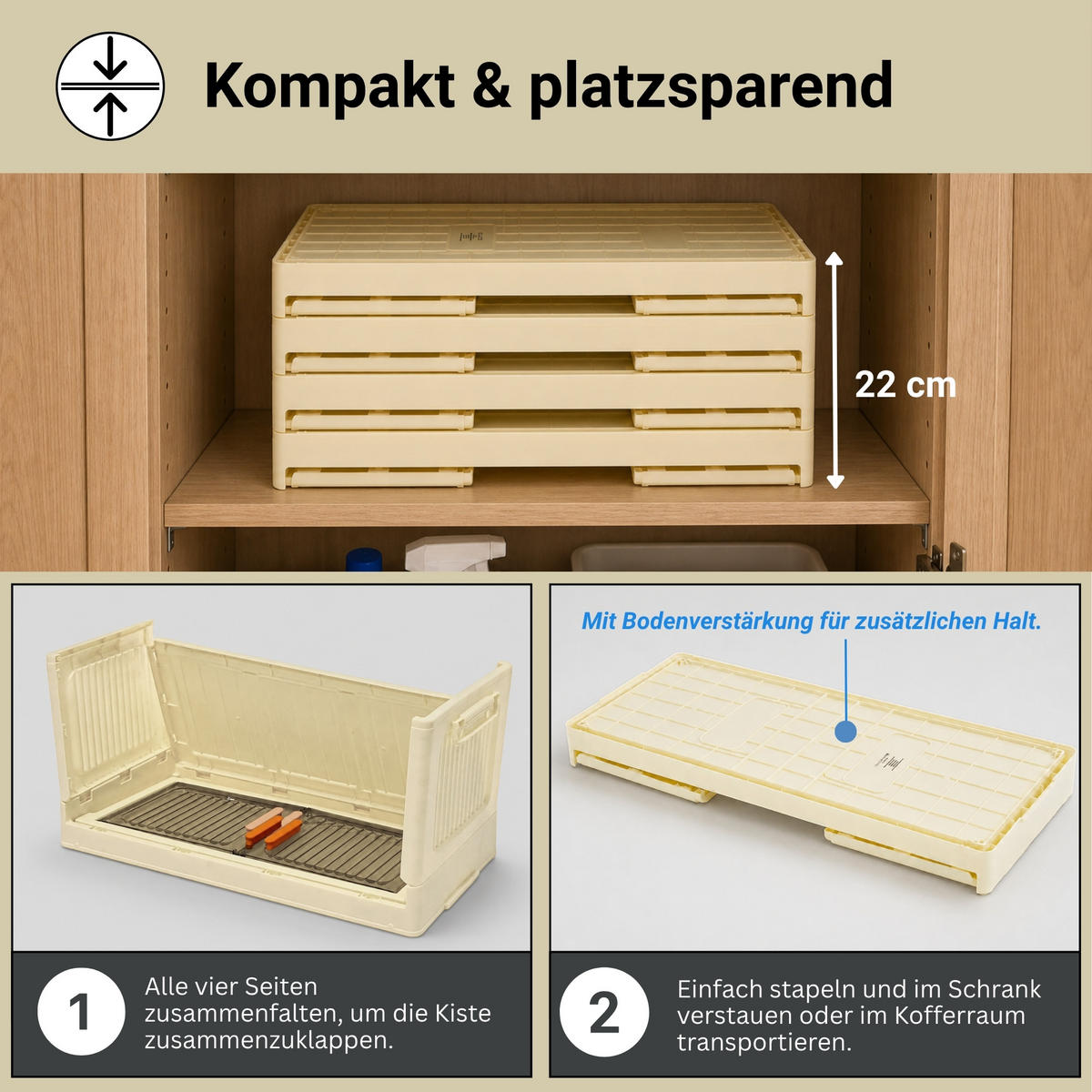 AUFBEWAHRUNGSBOXEN EasyCube stapelbar 4 Ebenen und Rollen 28L Weiß-Transparent - Weiß, Kunststoff (48/25.5/28cm) - BERLINLODGE