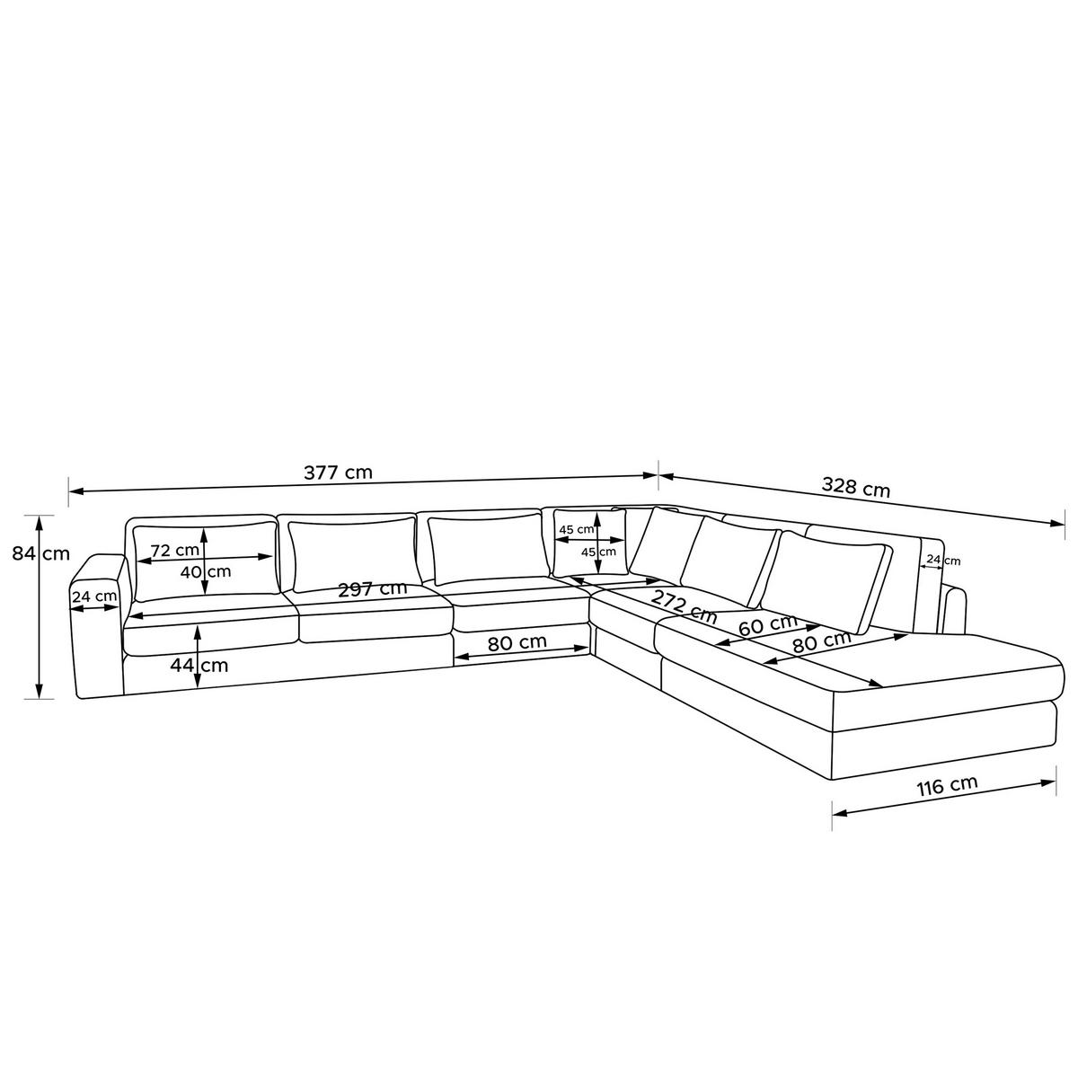 ECKSOFA XL rechts VERUS - Dunkelgrau, Holz/Holzwerkstoff (377/328cm) - KONSIMO®