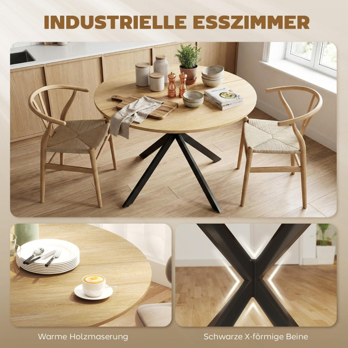 ESSTISCH Rund 100 cm DE-39926 Eiche - Eichefarben, Holzwerkstoff (100/100/75cm) - ComfortXL