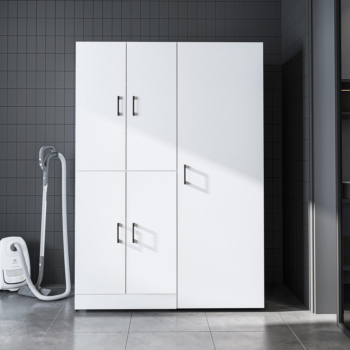 WASCHMASCHINENSCHRANK DORA-II 130cm Breit, 186cm Hoch - Weiß, Holzwerkstoff (130/186/73.8cm)