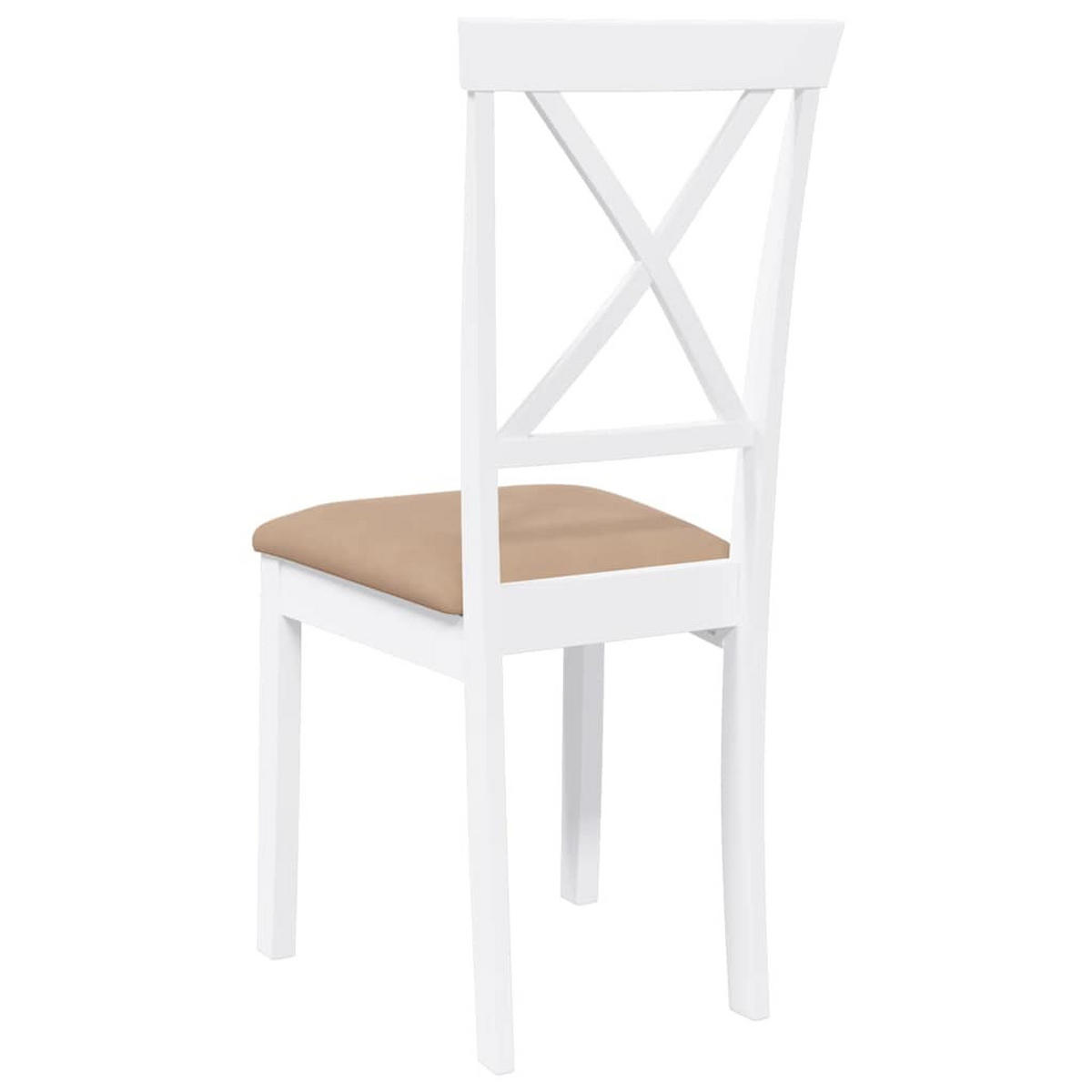 ESSZIMMERSTÜHLE mit Kissen 2 Stk. Weiß Massivholz Gummibaum 42.5*53.5*94cm - Weiß/Braun, Holz (42.5/94/53.5cm) - ZMH