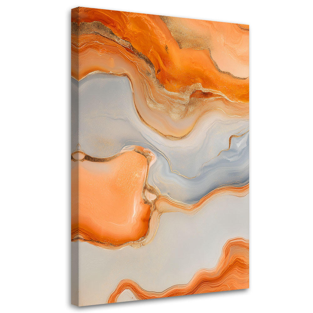 LEINWANDBILD Grafik Abstraktion Marmor Orange 60x90cm - Orange, Textil (60/90cm) - Feeby