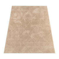 KURZFLORTEPPICH Waschbar, mit Rauten-Struktur, Beige, 60 x 100 cm - Beige, Textil (60/100cm) - KADIMA DESIGN
