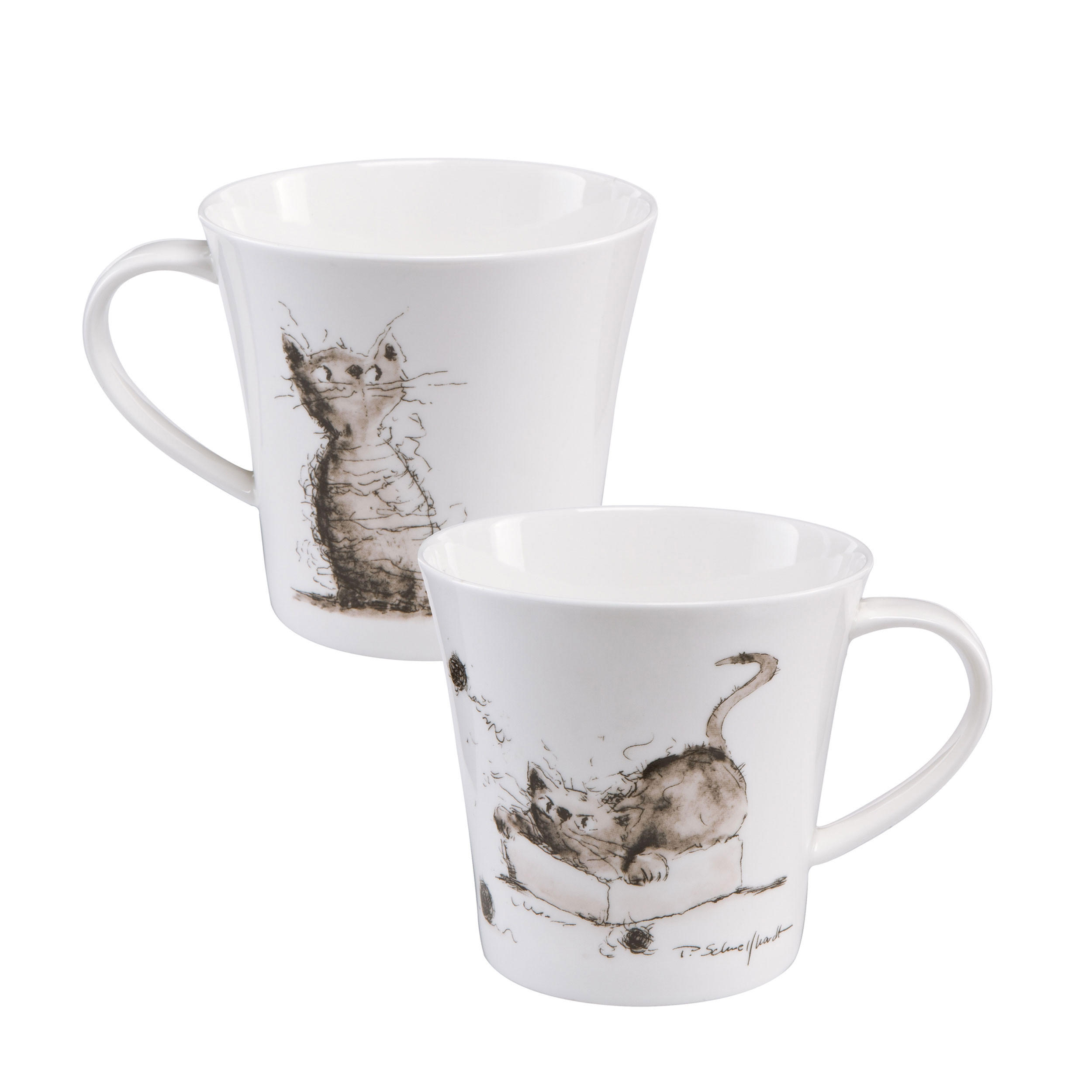 KÜNSTLERTASSE Spielstunde - Peter Schnellhardt schwarz-weiß Fine Bone China - Schwarz, Keramik (0.35L) - Goebel