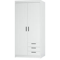 DREHTÜRENSCHRANK Elena mit 2 Türen und 3 Schubladen, mit Spiegel Weiß - Weiß, Holzwerkstoff (90/190/53cm) - Beautysofa