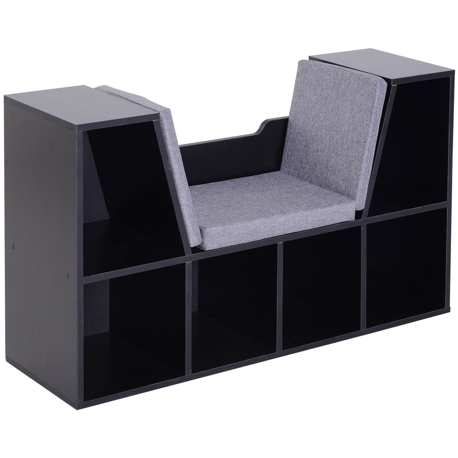 KINDERREGA DE-15481 102/30/61 cm, 6 Fächer Schwarz - Schwarz, Holzwerkstoff (102/61/30cm) - ComfortXL