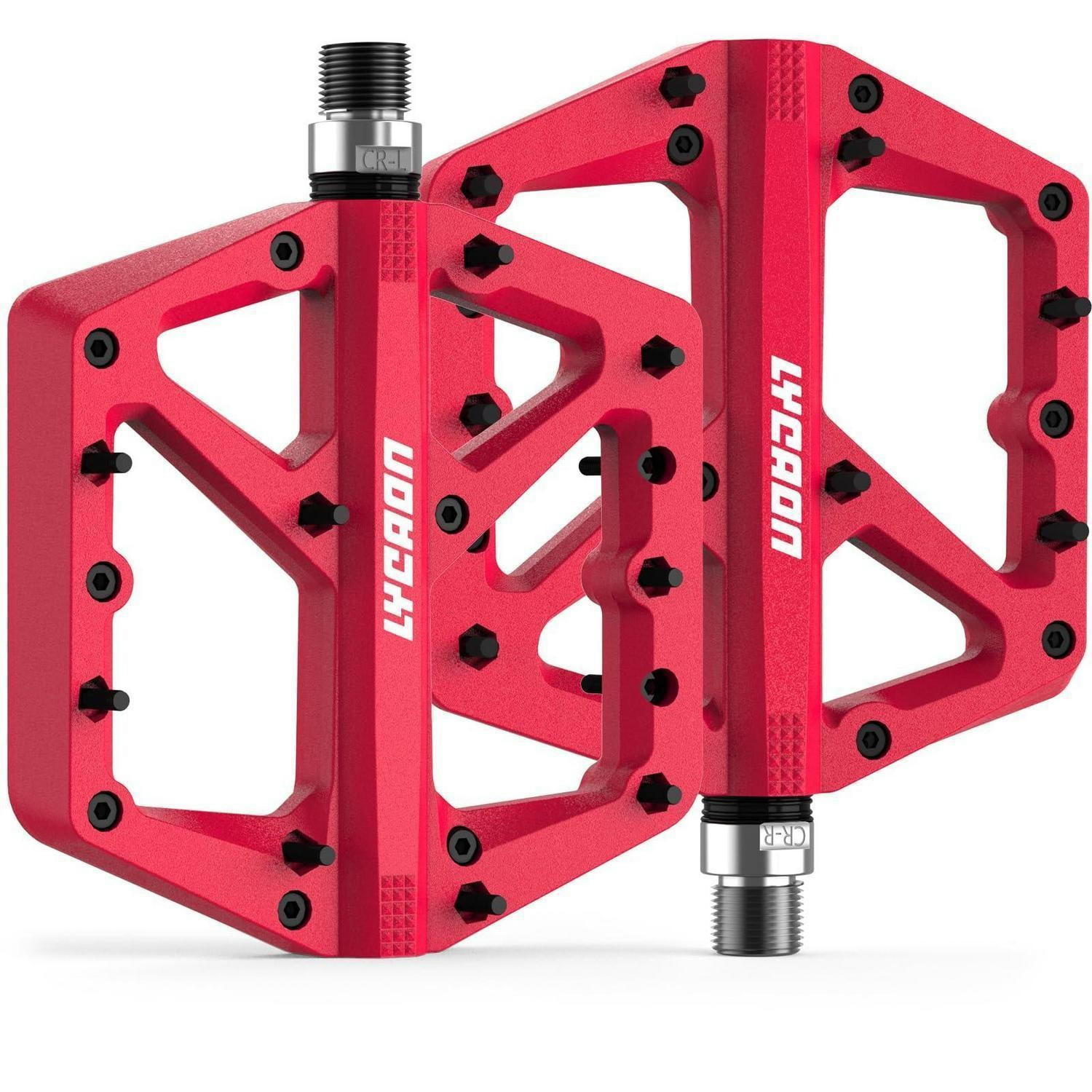 FAHRRADPEDALE Rot Nylon CR-MO Spindel 9/16 Zoll Flachpedale - Rot, Kunststoff (10.9/2/10.9cm)