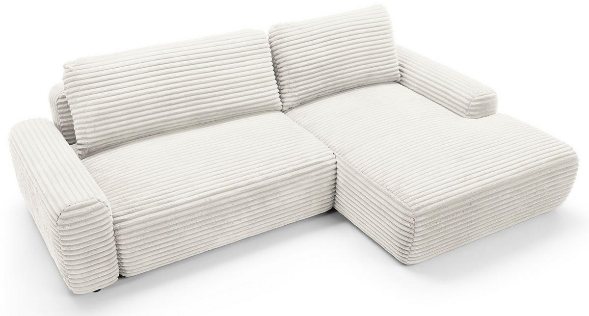 ECKSOFA 260 cm Cantara mit Cordstoff, Bettkasten, Rechts, Creme - Creme, Holz (162/264cm) - Emporius