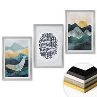 WANDBILDER 3er Set - 40x60 cm Silberner Rahmen - Abstrakte Berginspiration - Silberfarben, Kunststoff (40/60cm) - ArtPrintCave