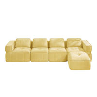 ECKSOFA 344/162/67 cm Gelb mit 1 Fußhocker - Gelb, Textil (344/162cm) - Oxeza