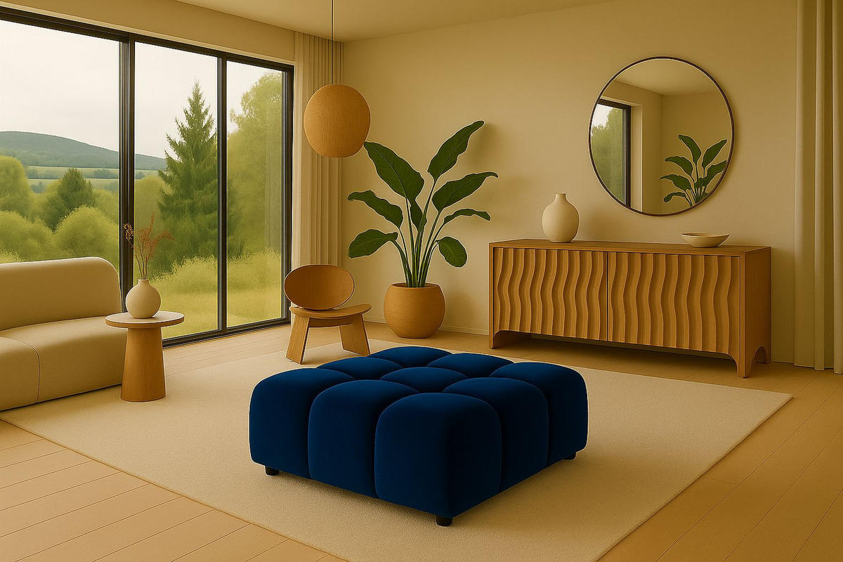 HOCKER, Modulhocker Bolla, stoff Bluvel, Tintenblau - Blau, Holz (96/42/96cm) - Kaiser Möbel