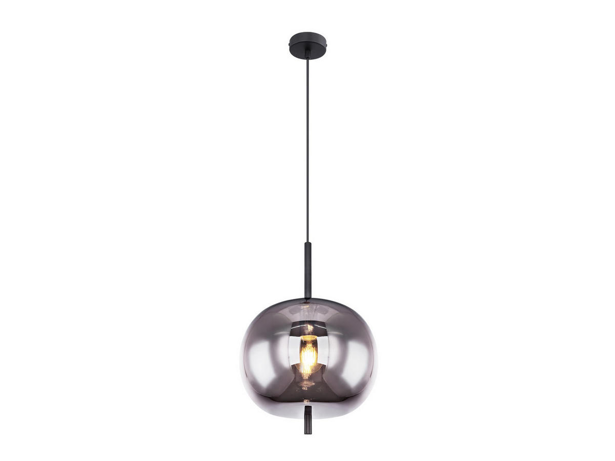 LED-PENDELLEUCHTE Schwarz Ø30cm, Glaskugel Rauchglas - Schwarz, Glas/Metall (30/30/120cm) - meineWunschleuchte