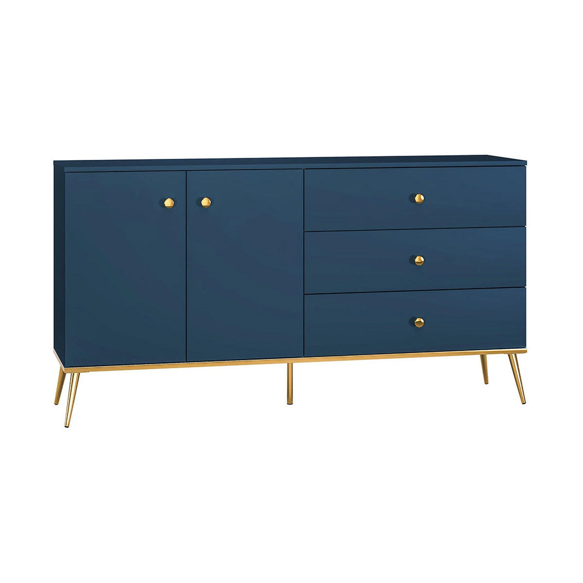 KOMMODE – 160 cm – Marine – Blau - Blau, Holzwerkstoff (160/85/40cm) - hi-markt