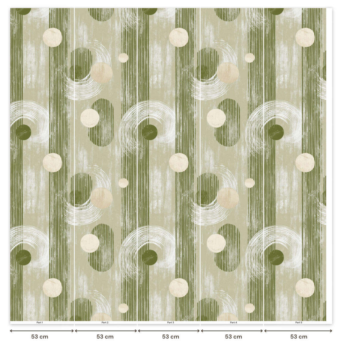 TAPETE - Künstlerisch - Modern - Grün - 260x280 cm - Olivgrün, Papier (260/280cm) - OnlyWow