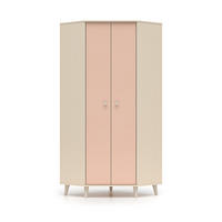SCHRANK 2 Türen Alycia Beige - Korallenrosa - Holzeffekt - Pink, Holz (80/190/80cm) - Petits-meubles
