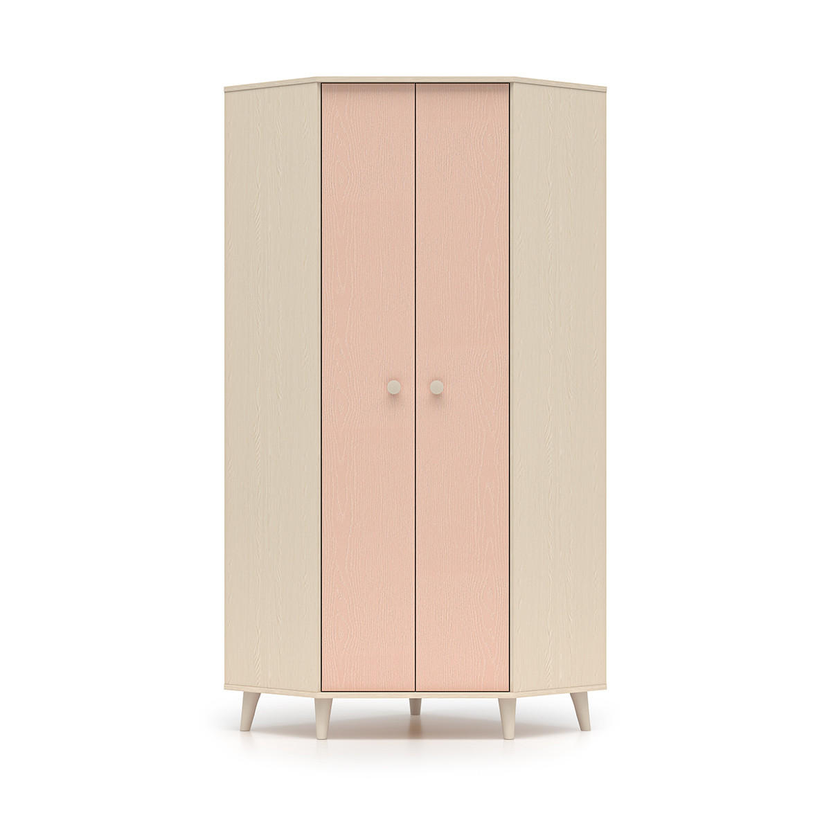 SCHRANK 2 Türen Alycia Beige - Korallenrosa - Holzeffekt - Pink, Holz (80/190/80cm) - Petits-meubles